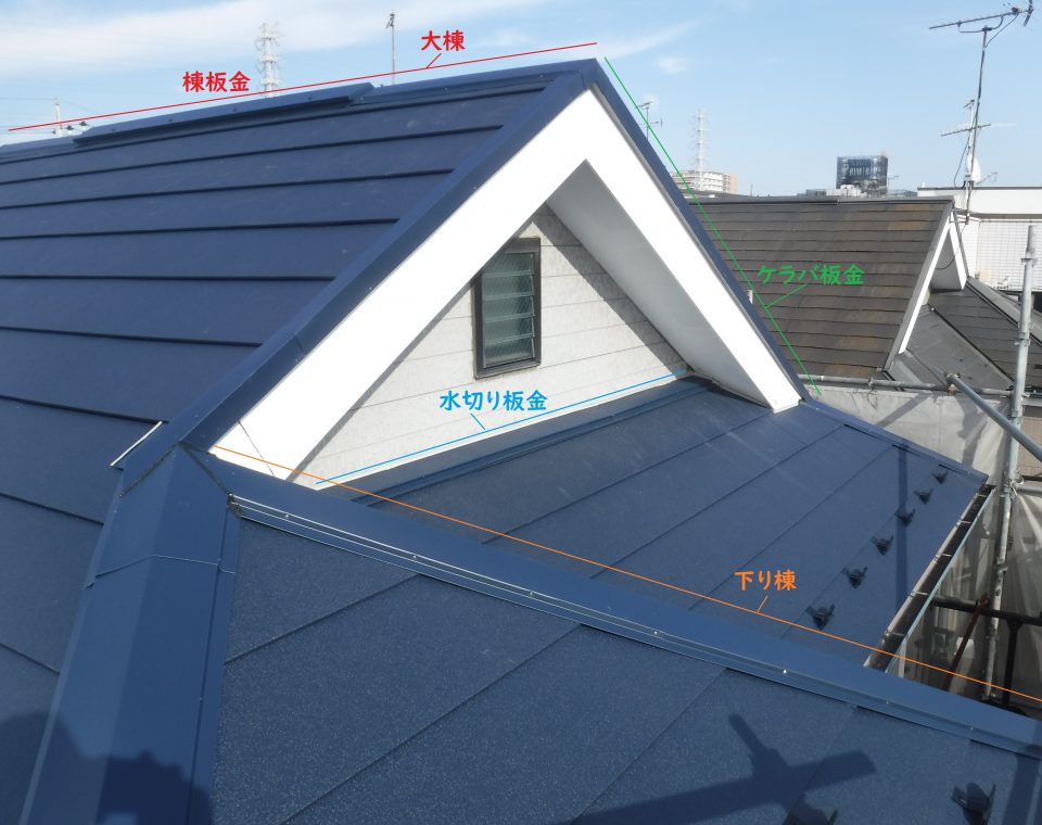 屋根の「棟板金」の写真